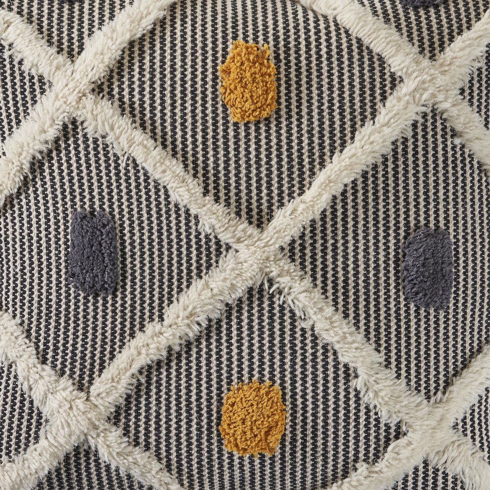 Striped and Tufted Multicolored Throw Pillow