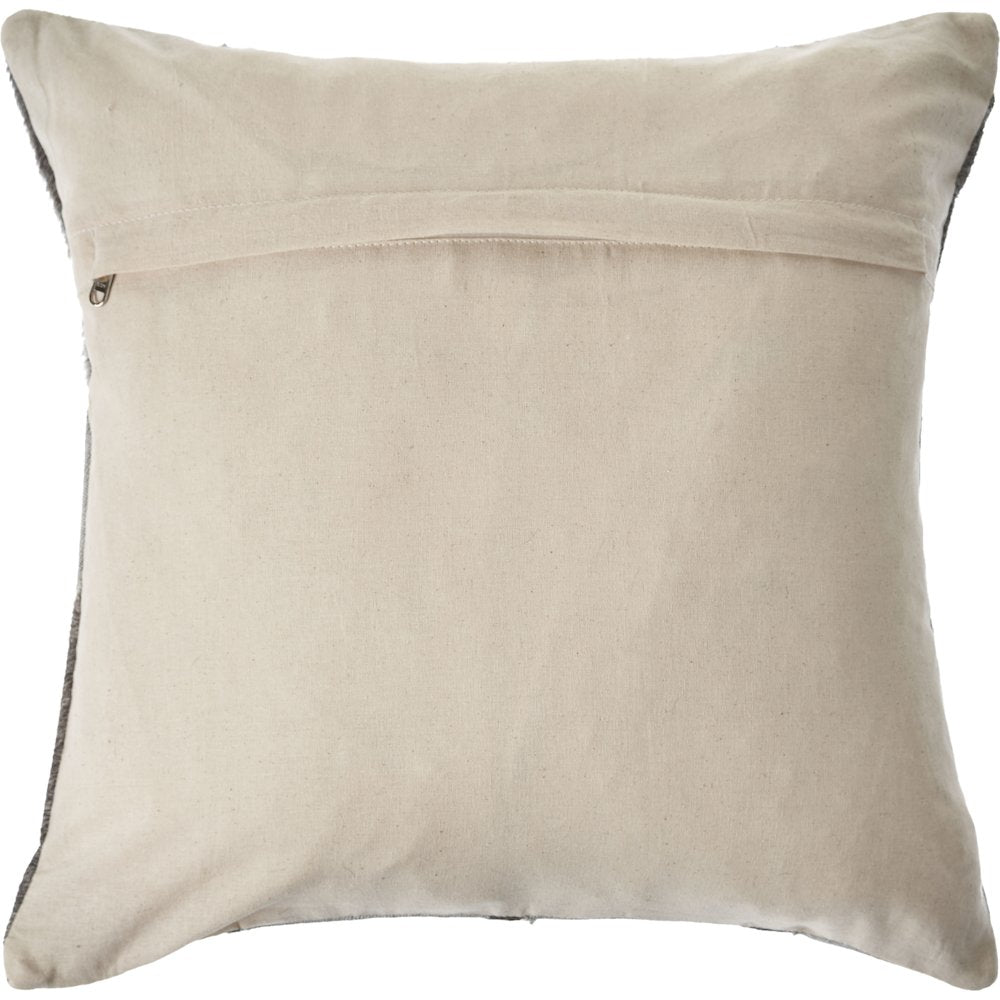 Silver and Brown Geometric Faux Leather Hide Throw Pillow