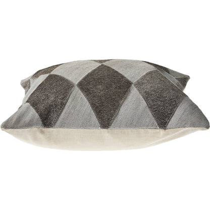 Silver and Brown Geometric Faux Leather Hide Throw Pillow