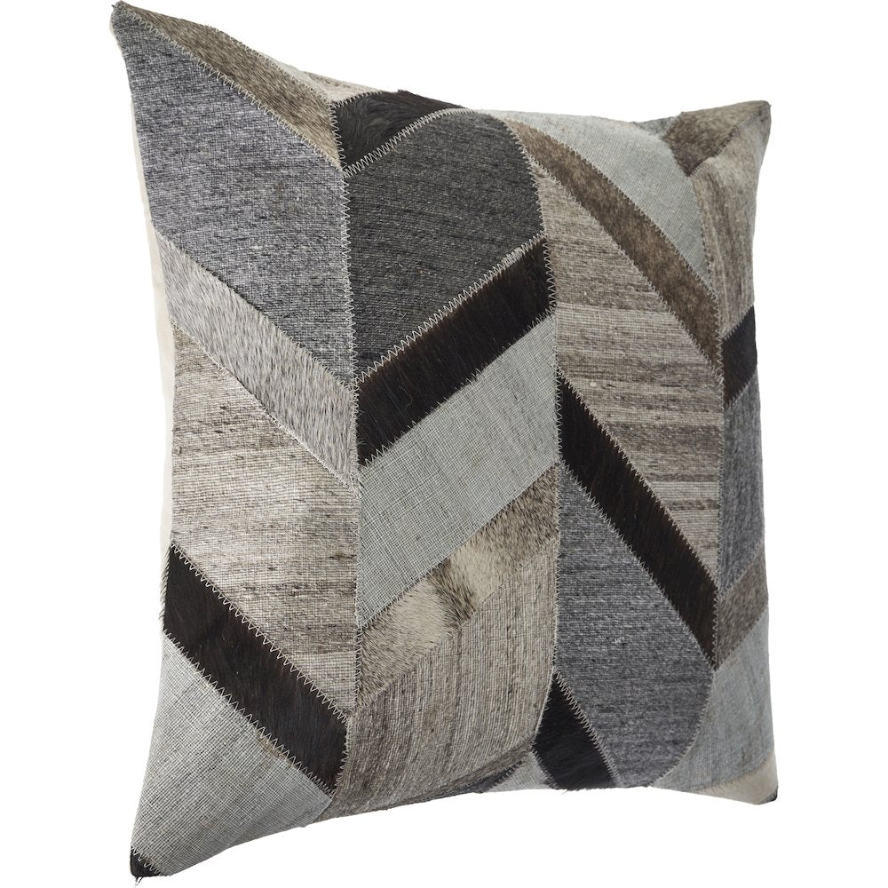 Multicolored Chevron Faux Leather Hide Throw Pillow