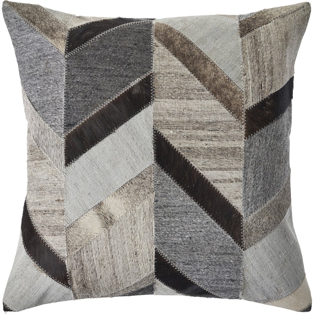 Multicolored Chevron Faux Leather Hide Throw Pillow