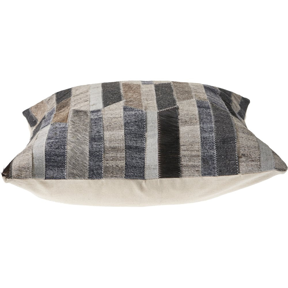 Multicolored Striped Faux Leather Hide Throw Pillow
