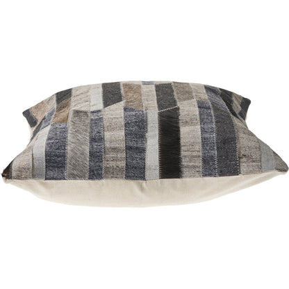 Multicolored Striped Faux Leather Hide Throw Pillow