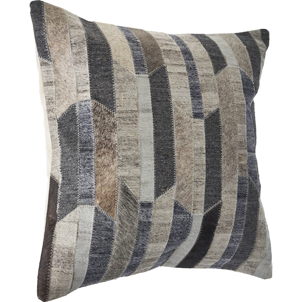 Multicolored Striped Faux Leather Hide Throw Pillow