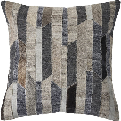 Multicolored Striped Faux Leather Hide Throw Pillow
