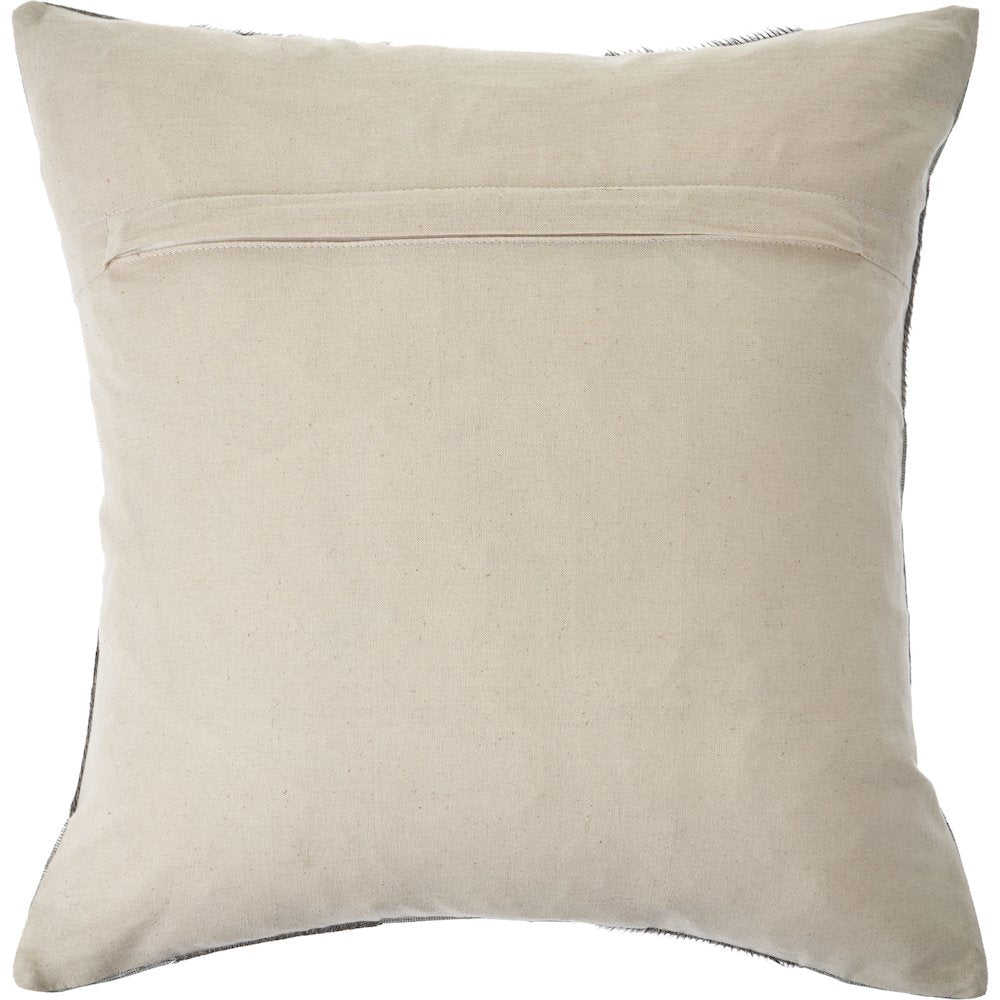 Silver and Brown Check Faux Leather Hide Throw Pillow