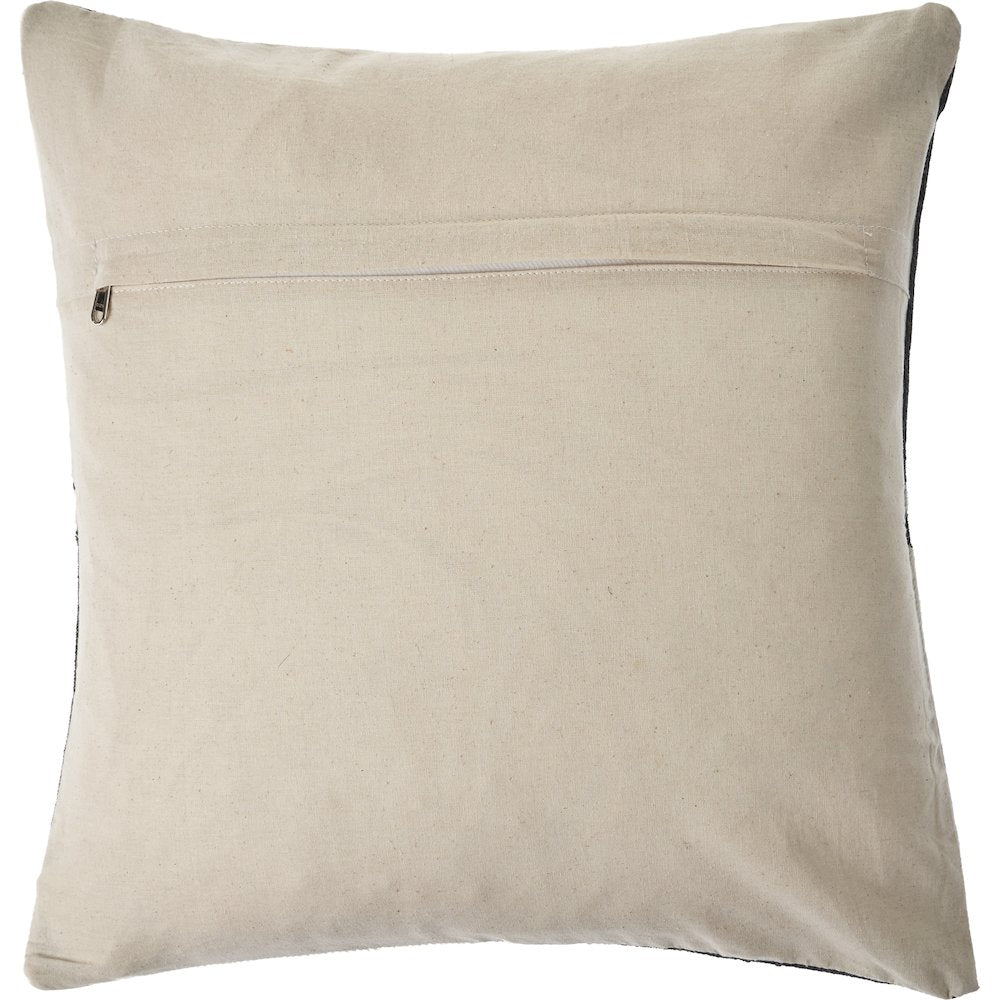 Charcoal and White Geometric Faux Leather Hide Throw Pillow