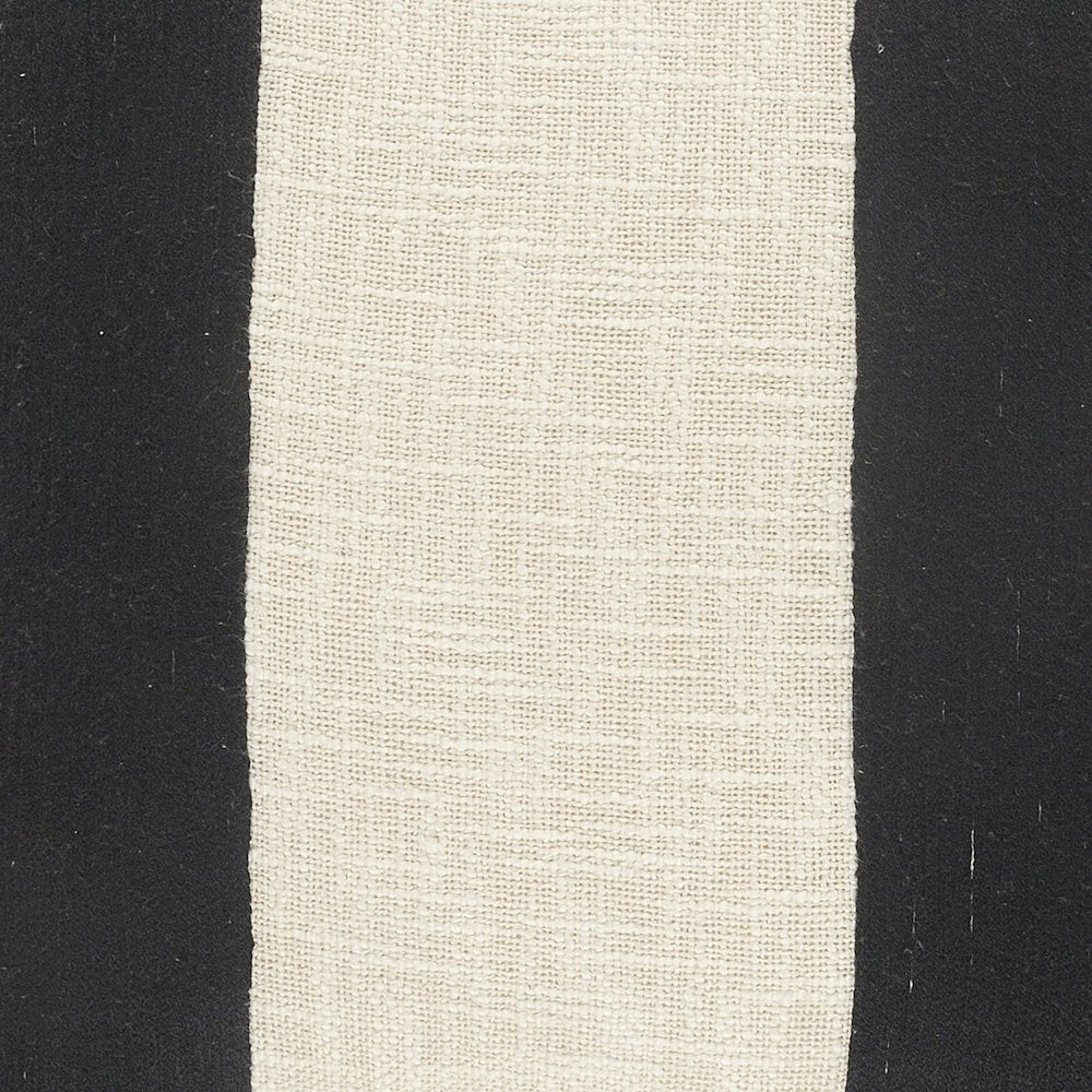 Tri-Stripe Black and Ivory Fringe Pillow
