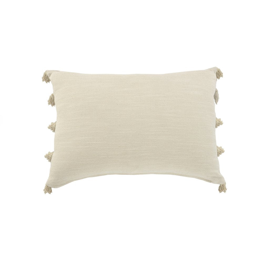 Medallion and Bordered Gray and Ivory Throw Pillow
