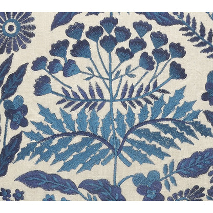 Off-White and Navy Bohemian Floral Throw Pillow