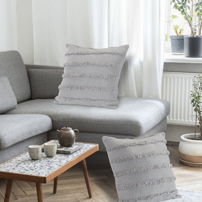 Gray Overtufted Solid Throw Pillow