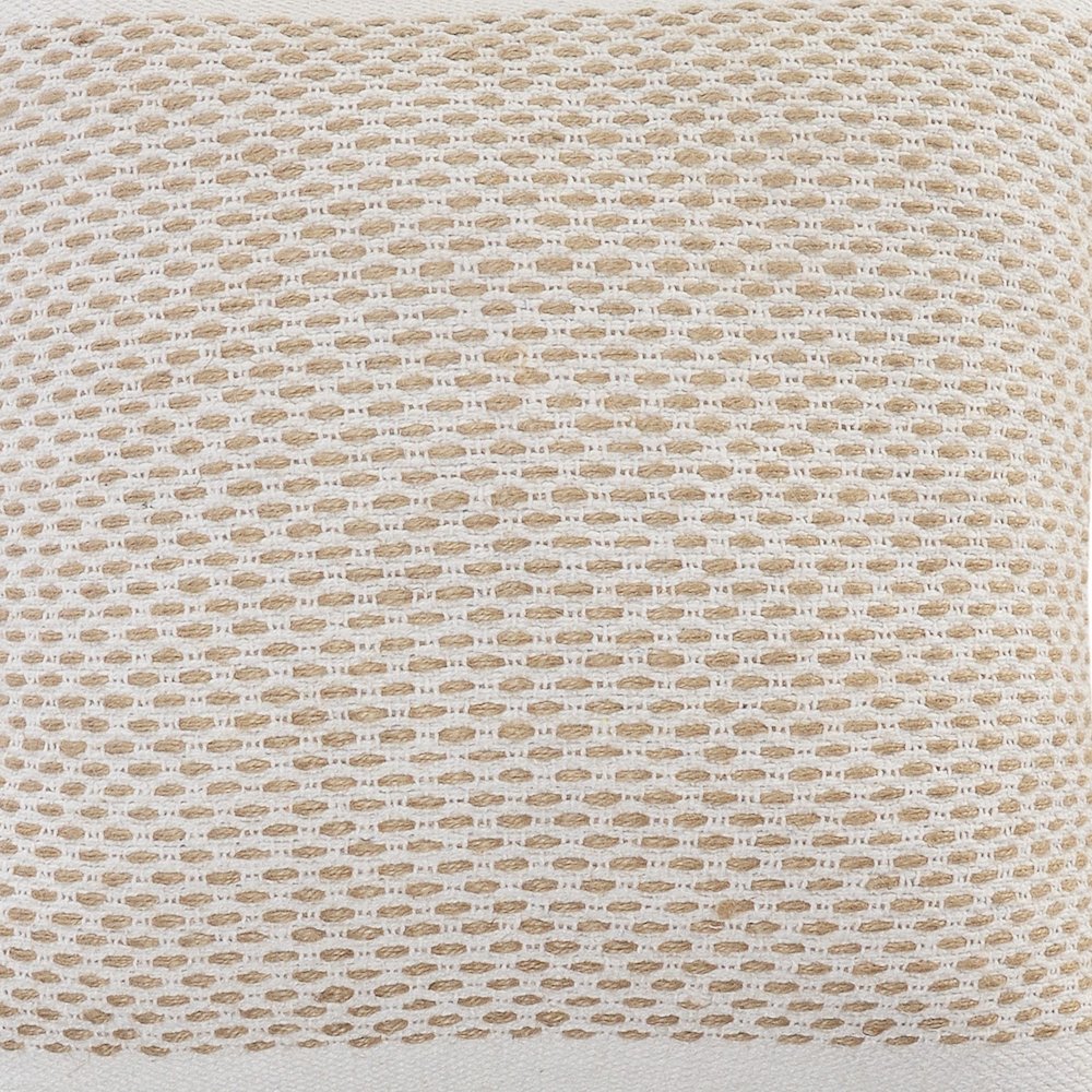 Ivory and Jute Interwoven Bordered Throw Pillow