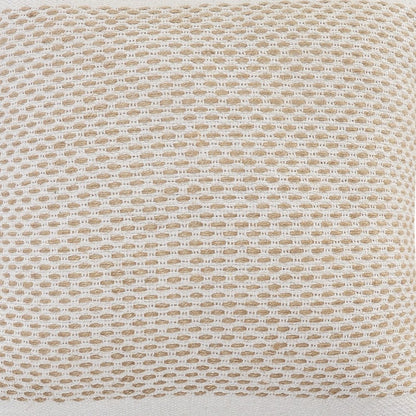 Ivory and Jute Interwoven Bordered Throw Pillow