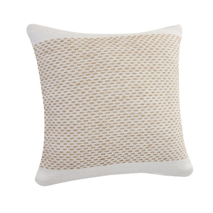 Ivory and Jute Interwoven Bordered Throw Pillow