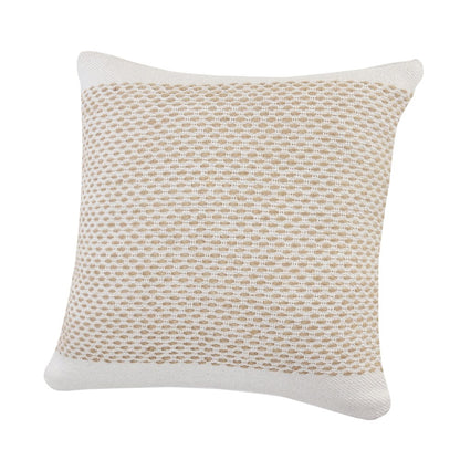 Ivory and Jute Interwoven Bordered Throw Pillow
