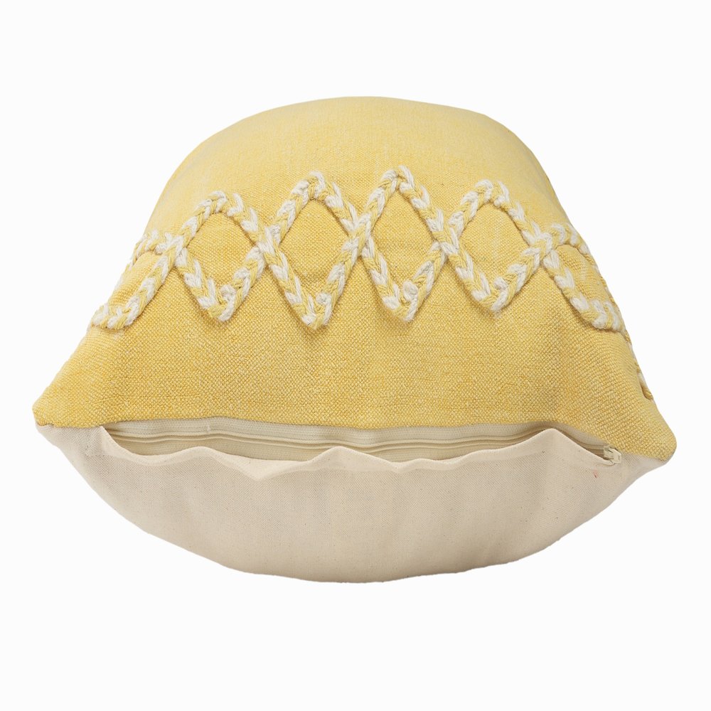 Geometric Bordered Solid Yellow Throw Pillow