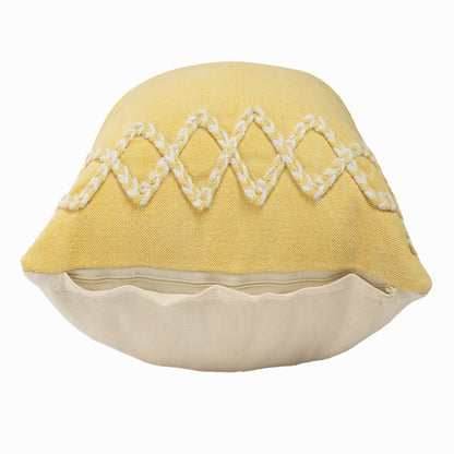 Geometric Bordered Solid Yellow Throw Pillow