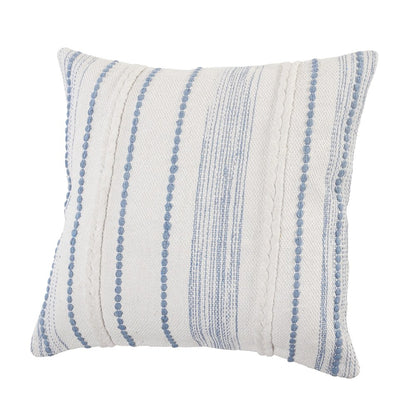 Blue Textured and Striped Throw Pillow