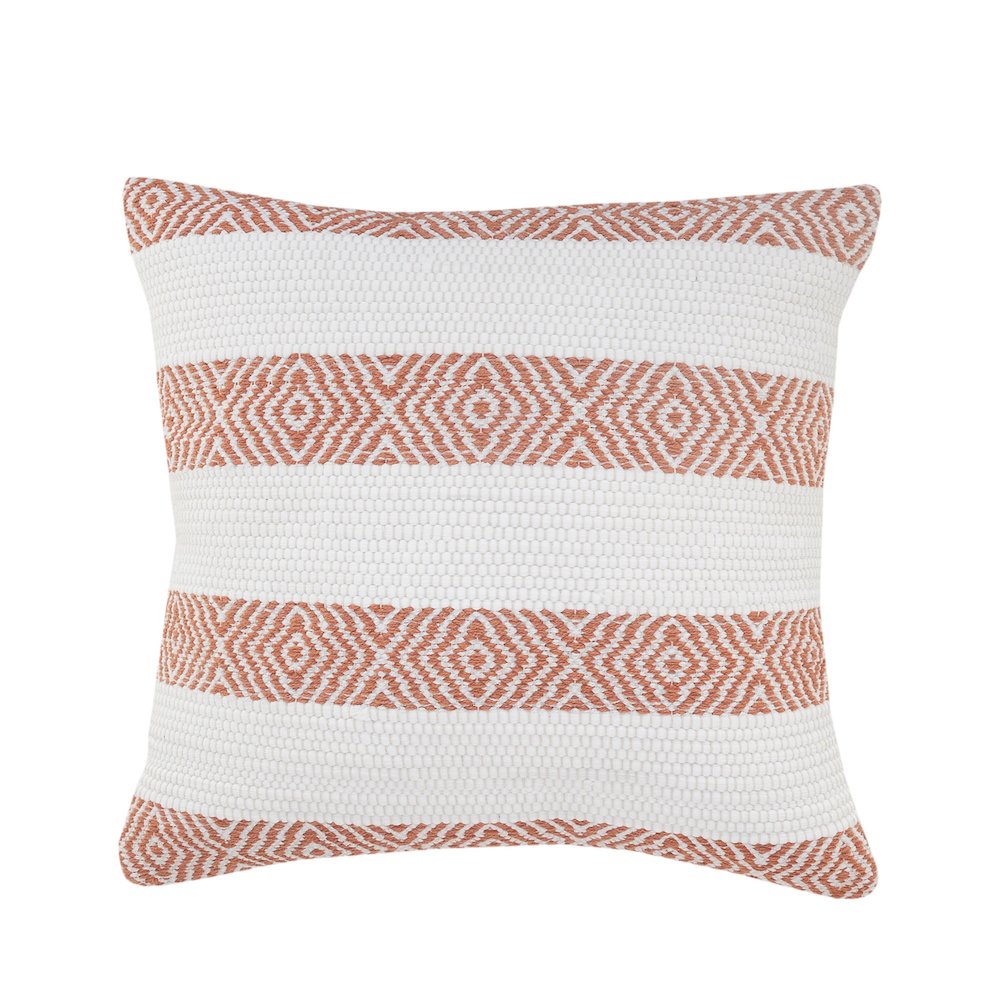 Casual Apricot and White Geometric Striped Throw Pillow