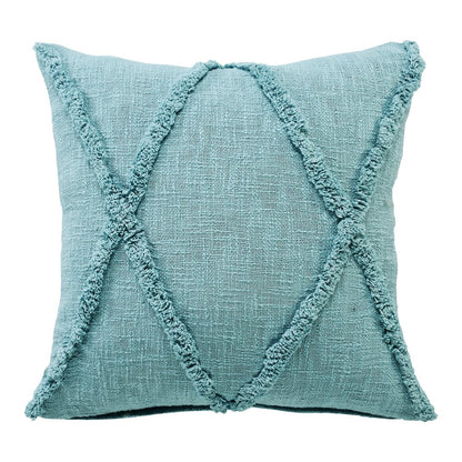 Solid Decorative Diamond Tufted Cotton Throw Pillow