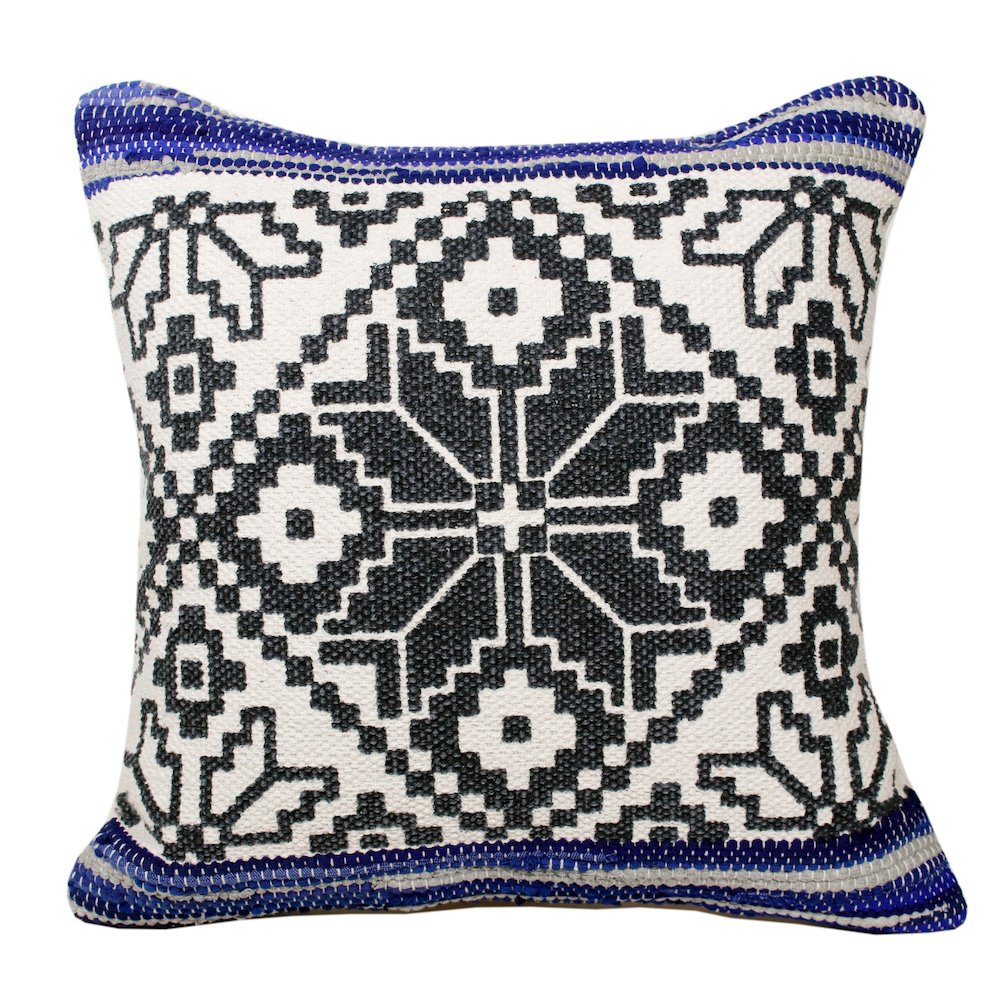 Evette Rios Mindy Bordered Mosaic Cotton Blend Throw Pillow