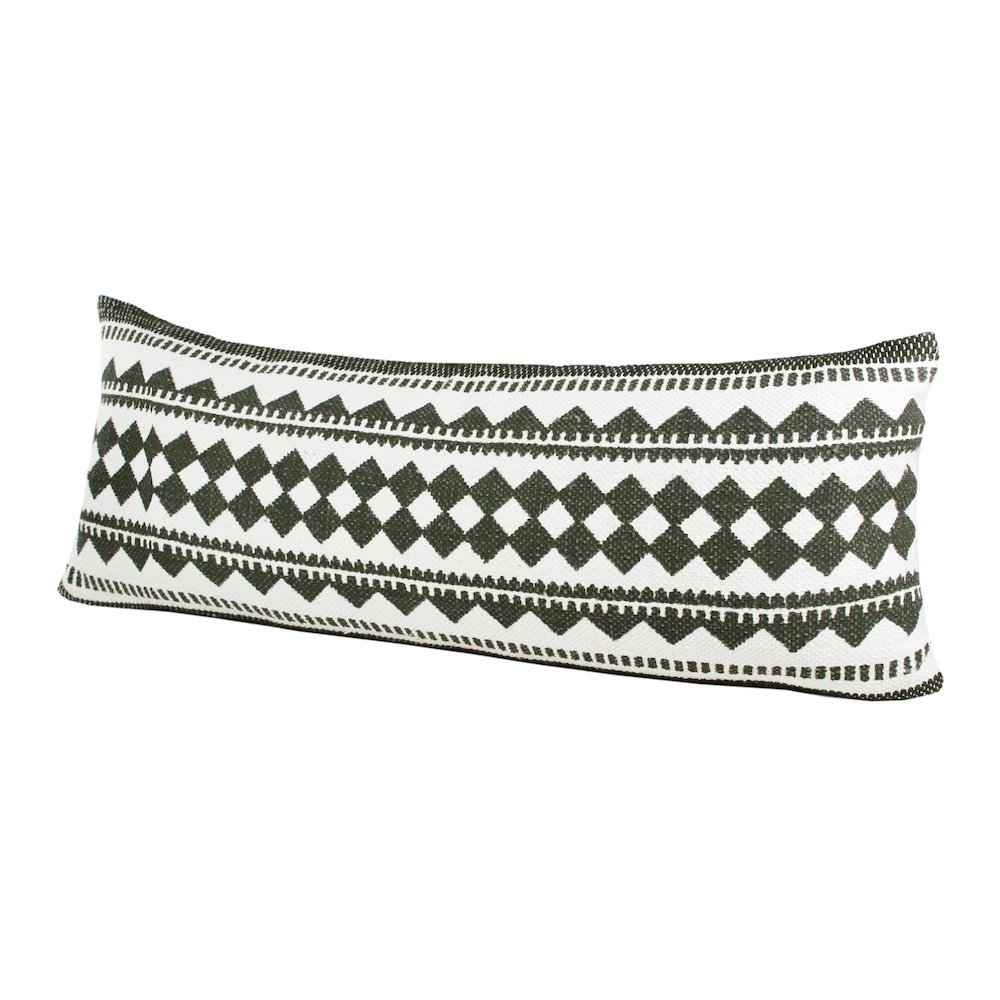 Bordered Modern Mosaic Geometric Lumbar Stripe Throw Pillow