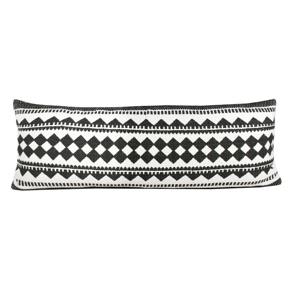Bordered Modern Mosaic Geometric Lumbar Stripe Throw Pillow