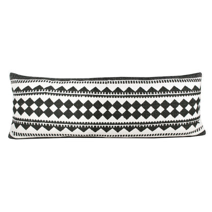 Bordered Modern Mosaic Geometric Lumbar Stripe Throw Pillow