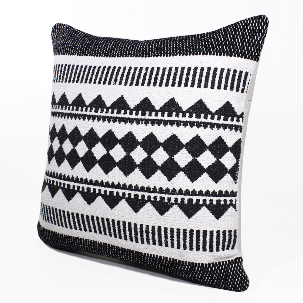 Evette Rios Mindy Bordered/Geometric Stripe Cotton Blend Throw Pillow
