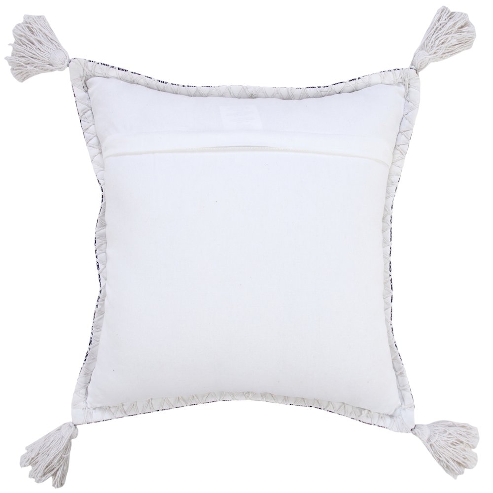 Solid Stonewash Boho Farmhouse Embroidered Edge Throw Pillow with Tassels