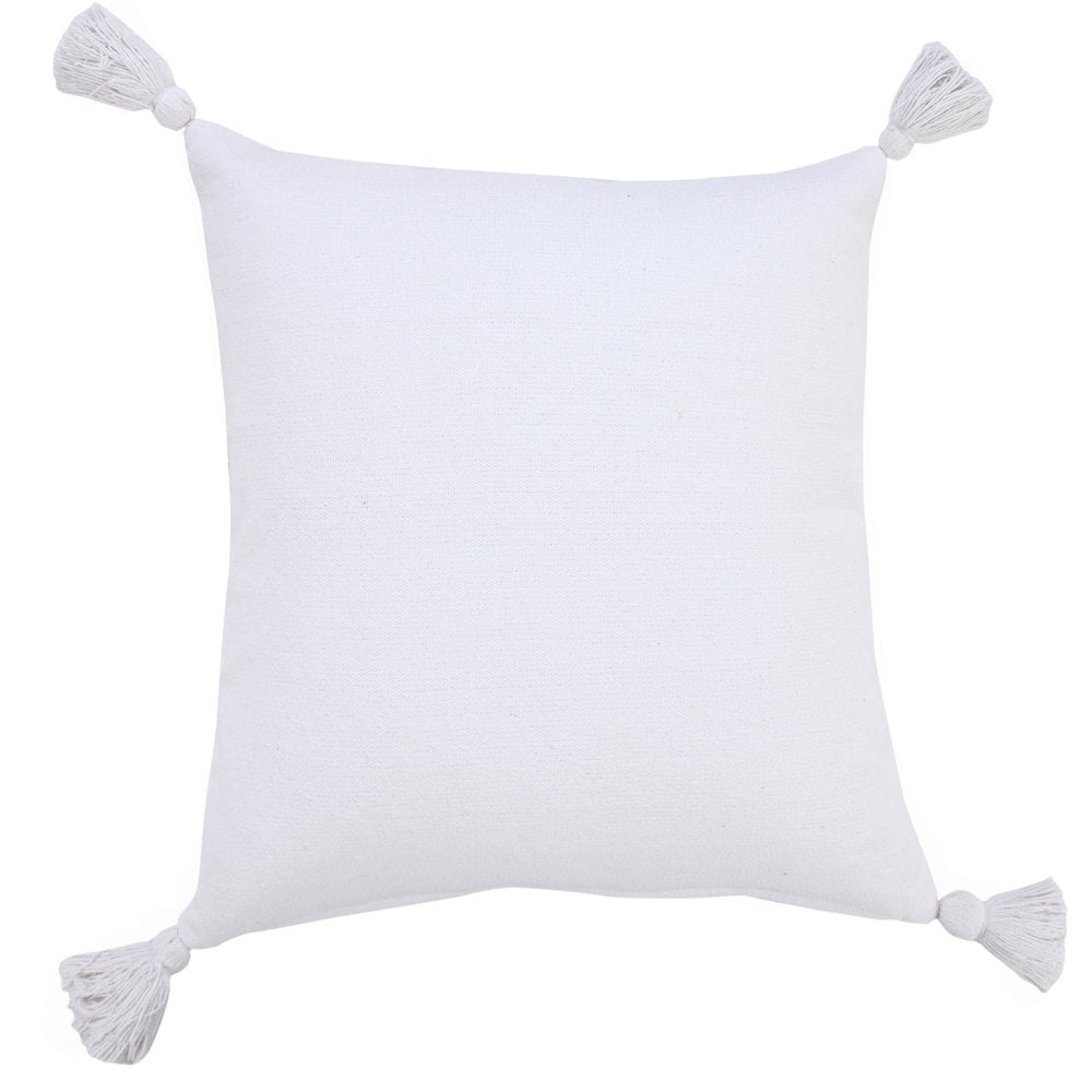 Solid Cotton Everyday Decorative Throw Pillow with Tassels