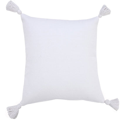 Solid Cotton Everyday Decorative Throw Pillow with Tassels