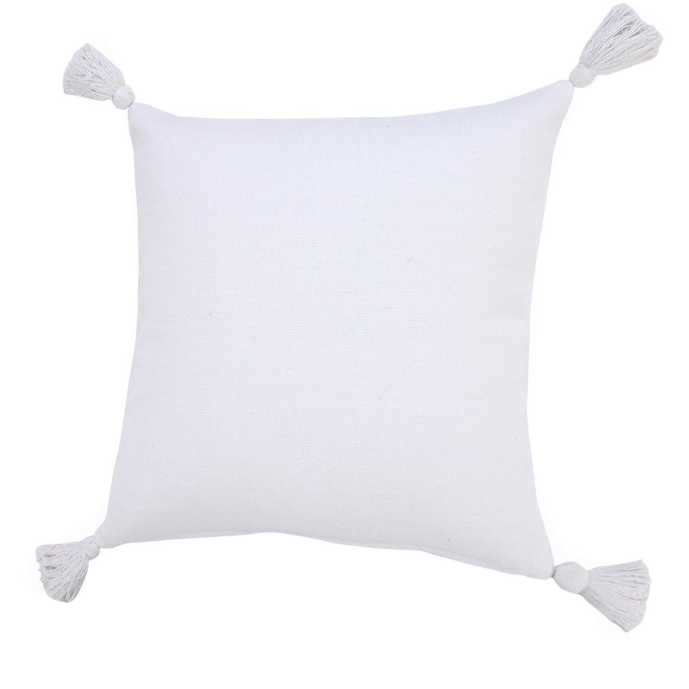 Solid Cotton Everyday Decorative Throw Pillow with Tassels