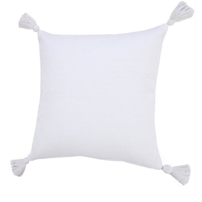Solid Cotton Everyday Decorative Throw Pillow with Tassels