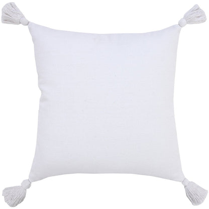 Solid Cotton Everyday Decorative Throw Pillow with Tassels