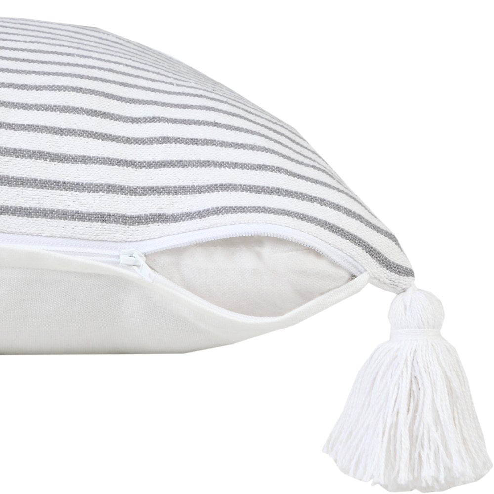 Basic Balanced Striped Throw Pillow with Tassels