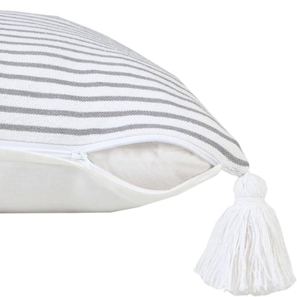 Basic Balanced Striped Throw Pillow with Tassels