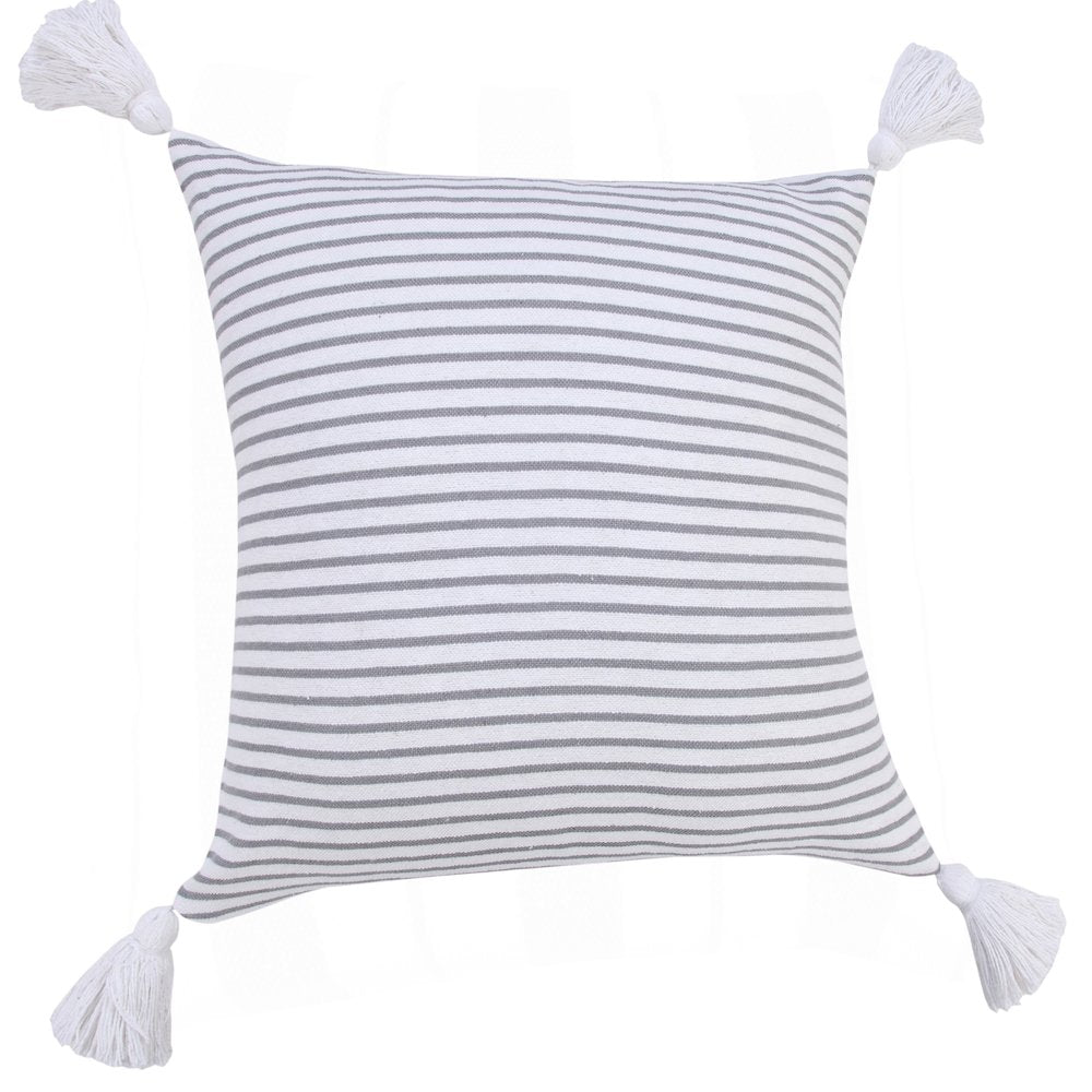 Basic Balanced Striped Throw Pillow with Tassels