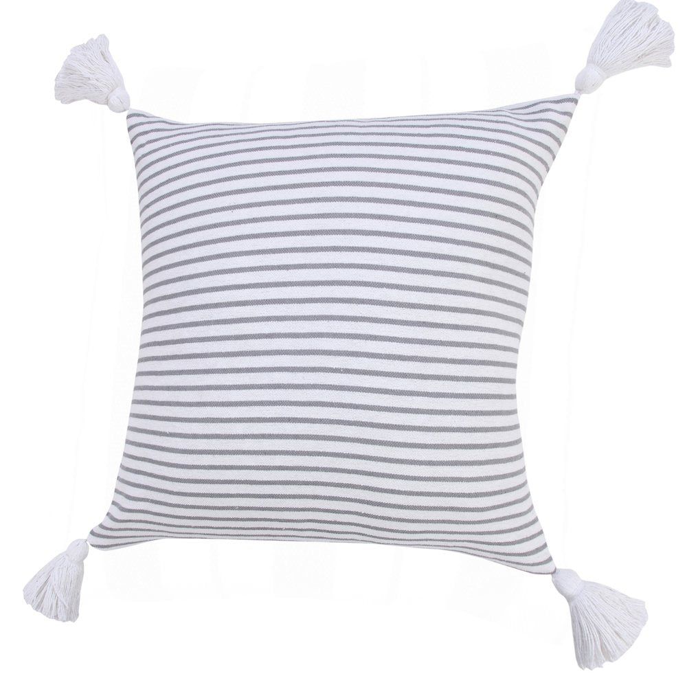 Basic Balanced Striped Throw Pillow with Tassels