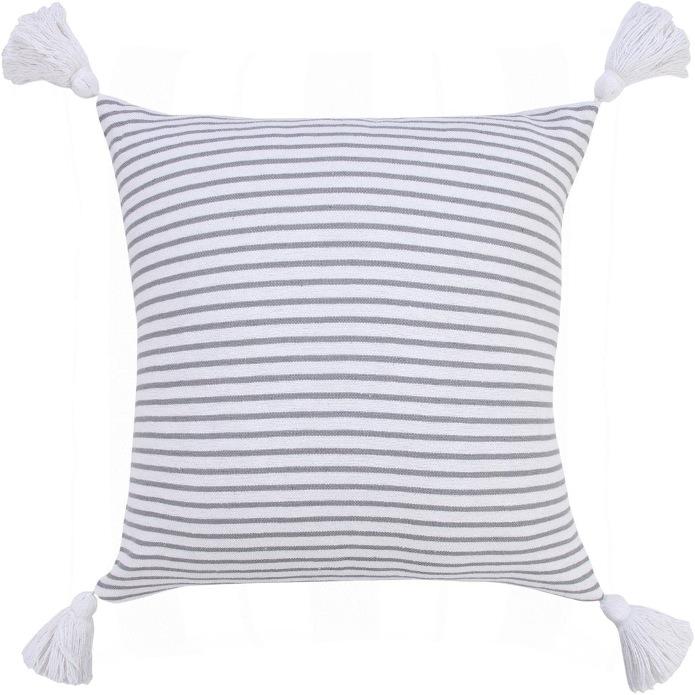 Basic Balanced Striped Throw Pillow with Tassels