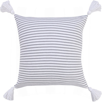 Basic Balanced Striped Throw Pillow with Tassels