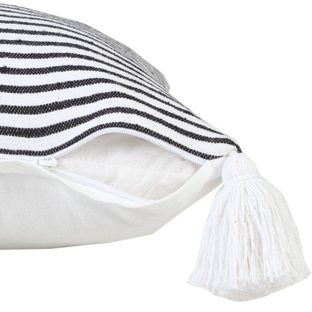 Basic Balanced Striped Throw Pillow with Tassels