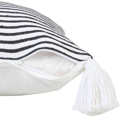 Basic Balanced Striped Throw Pillow with Tassels