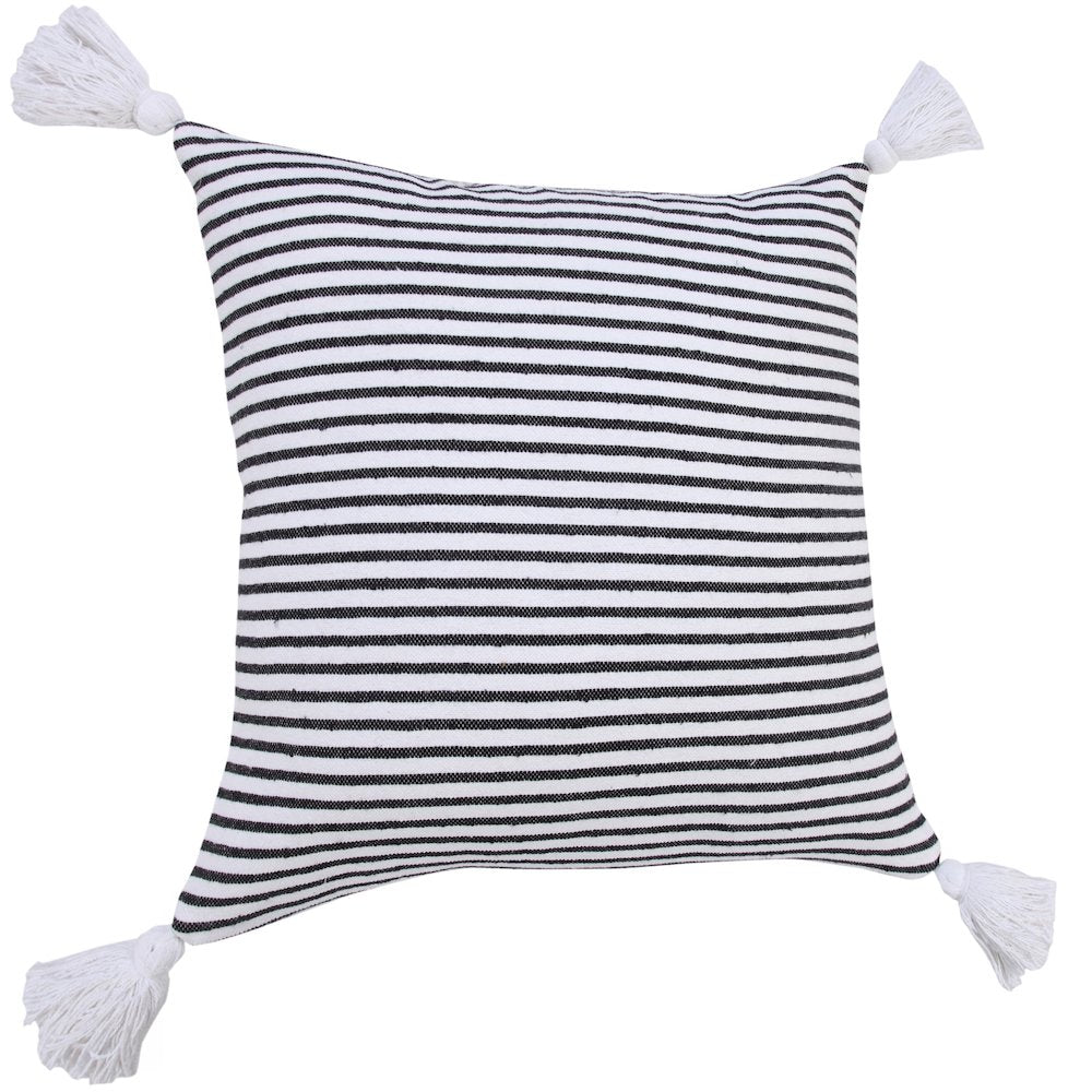 Basic Balanced Striped Throw Pillow with Tassels