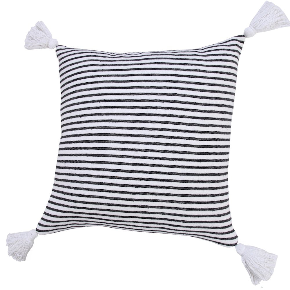 Basic Balanced Striped Throw Pillow with Tassels