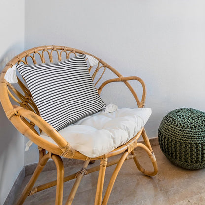 Basic Balanced Striped Throw Pillow with Tassels