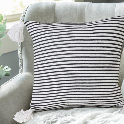 Basic Balanced Striped Throw Pillow with Tassels
