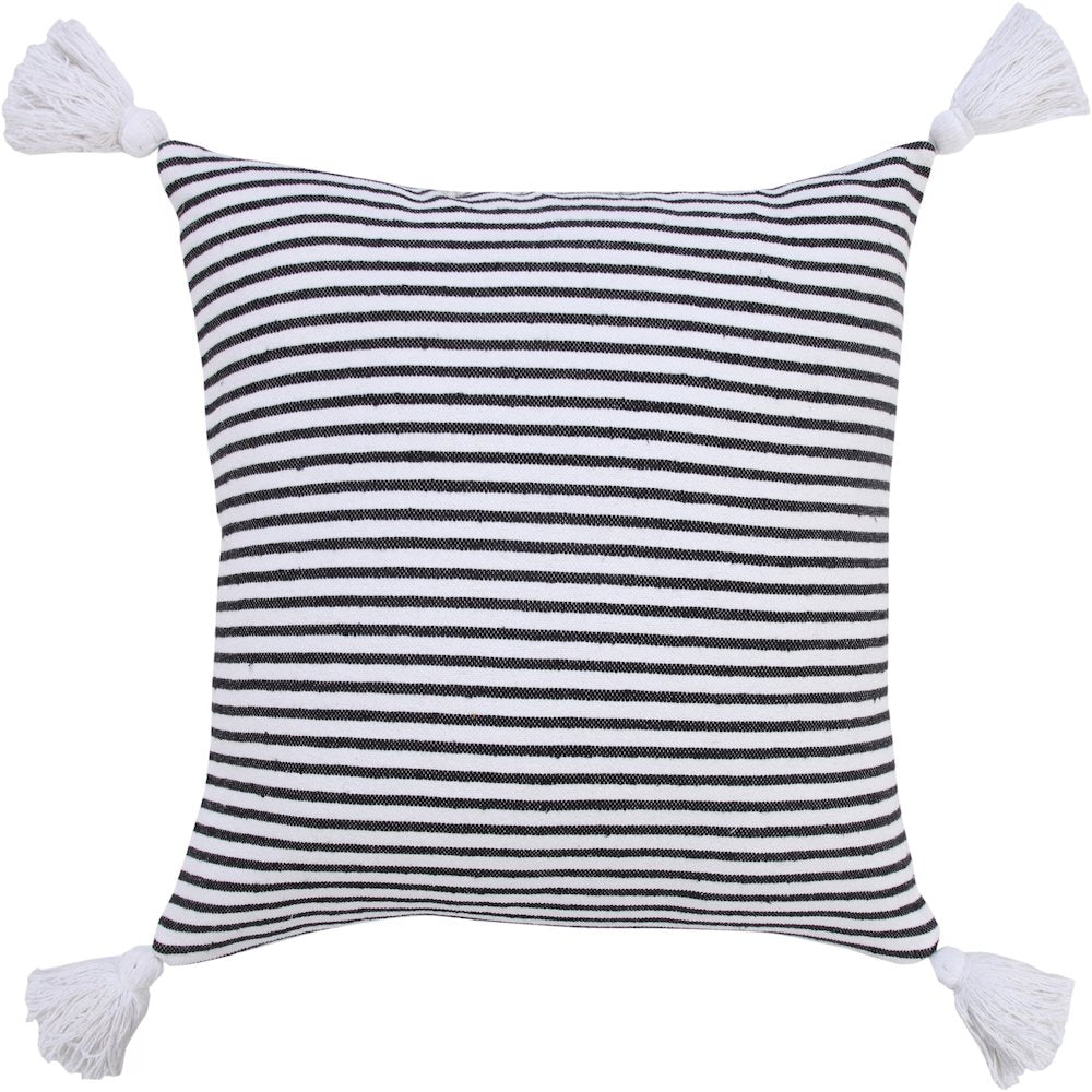 Basic Balanced Striped Throw Pillow with Tassels