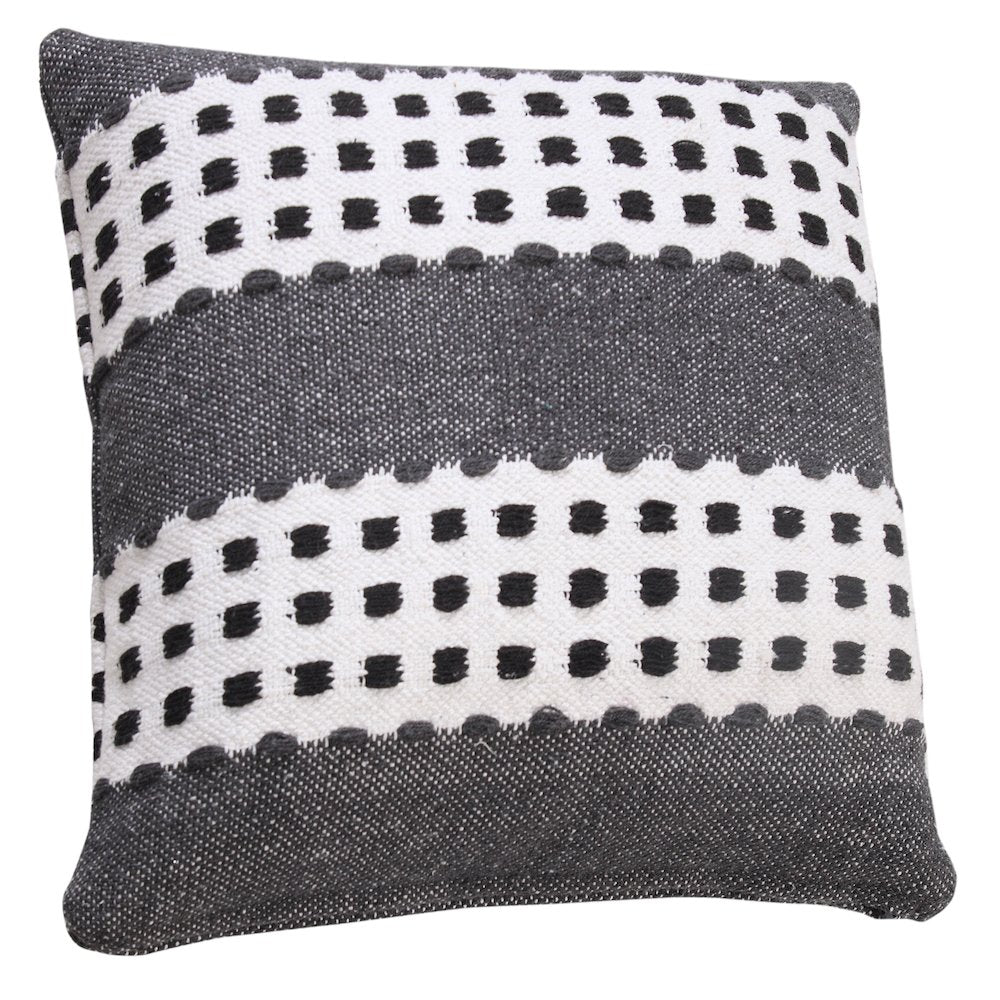 Industrial Woven Dash Grid Striped Throw Pillow