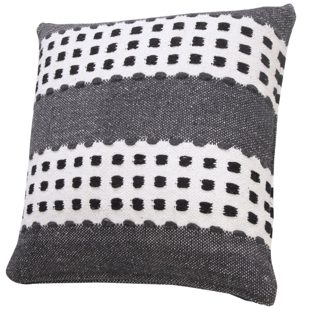 Industrial Woven Dash Grid Striped Throw Pillow
